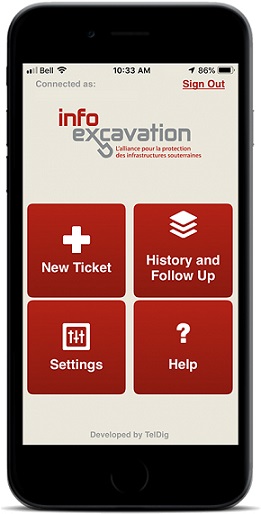 Image of Info Excavation app on a mobile phone