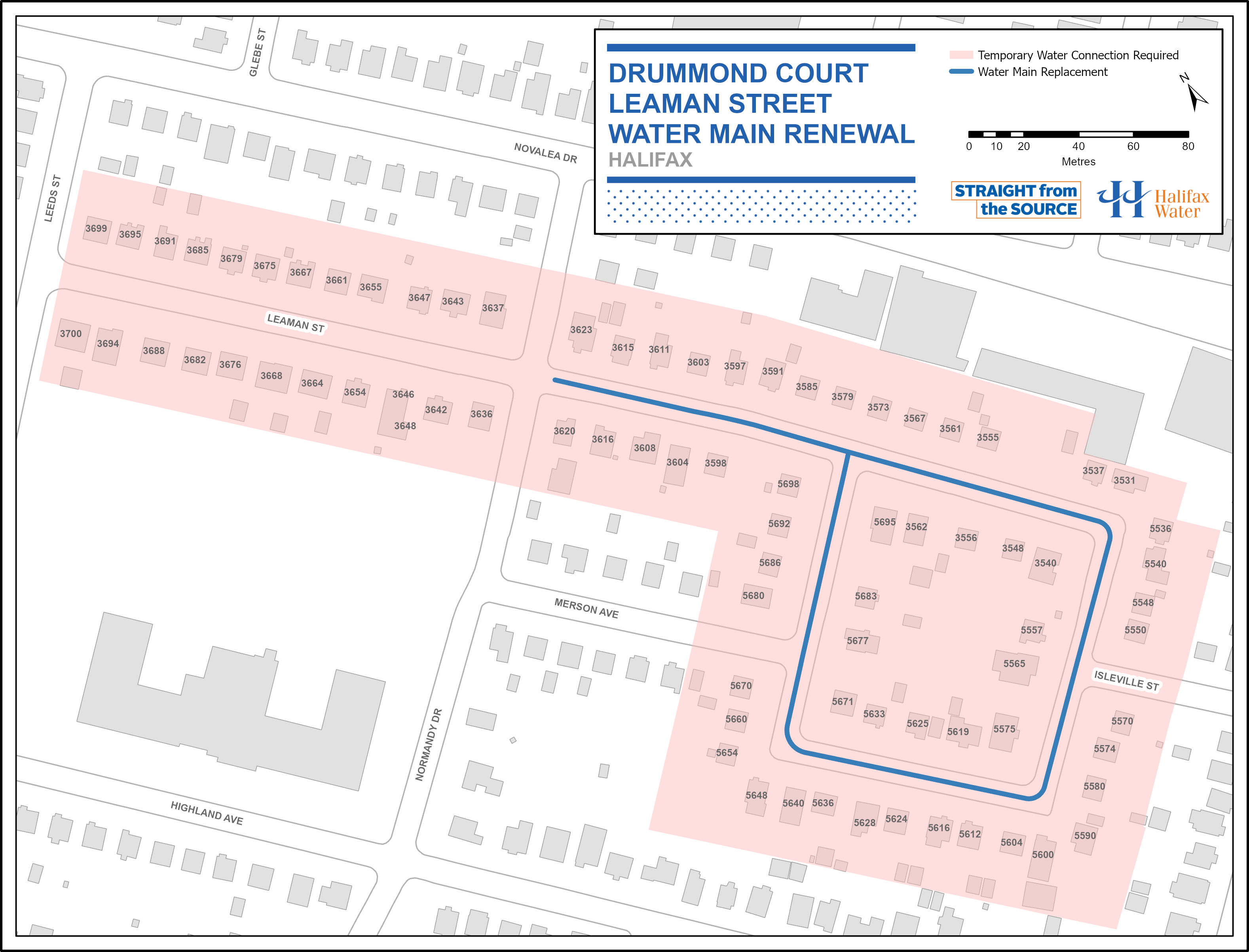Drummond Court & Leaman Street – Water Main Renewal Project Map
