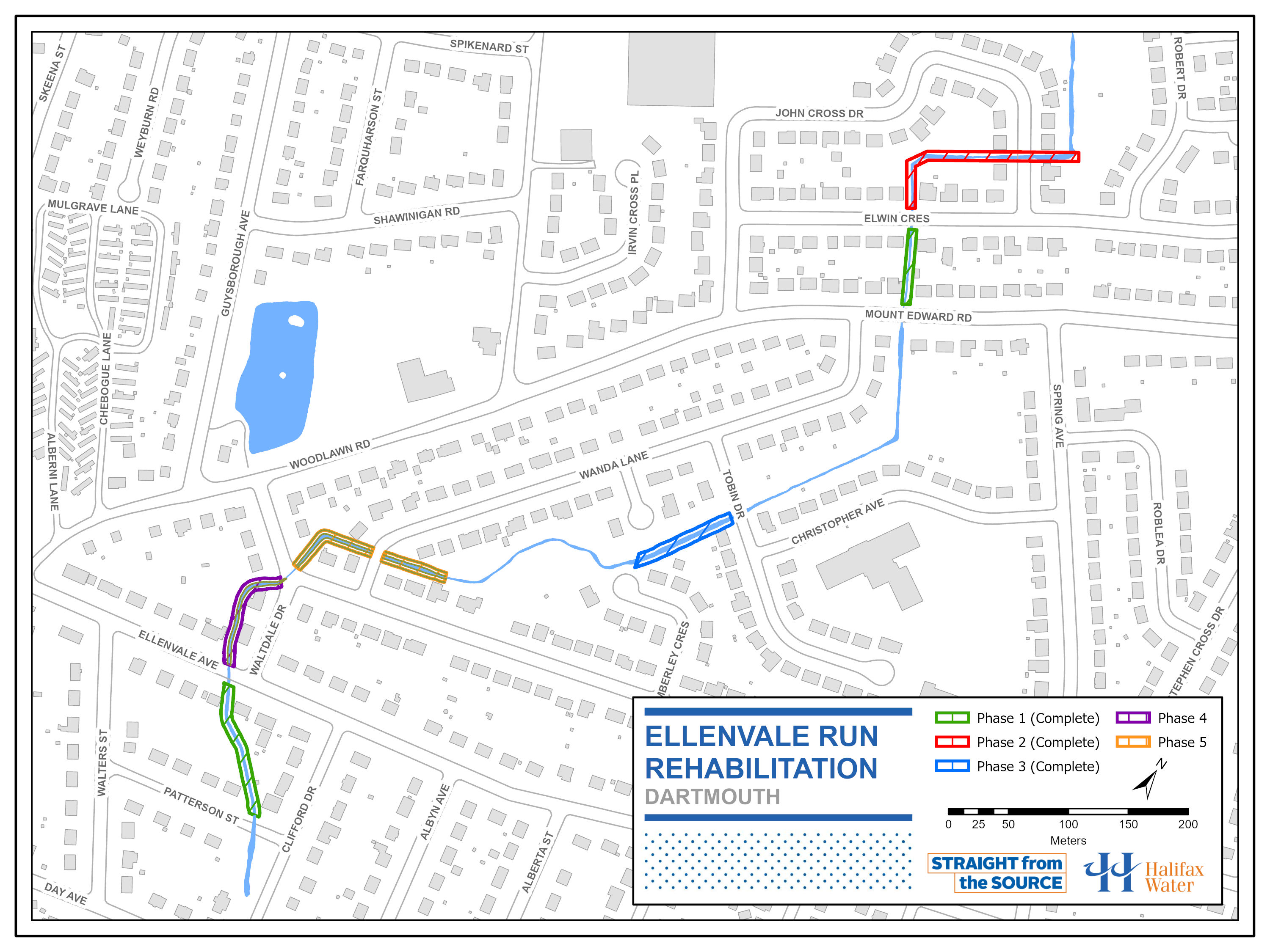 Ellenvale Run Rehabilitation Phases 1-5 Map
