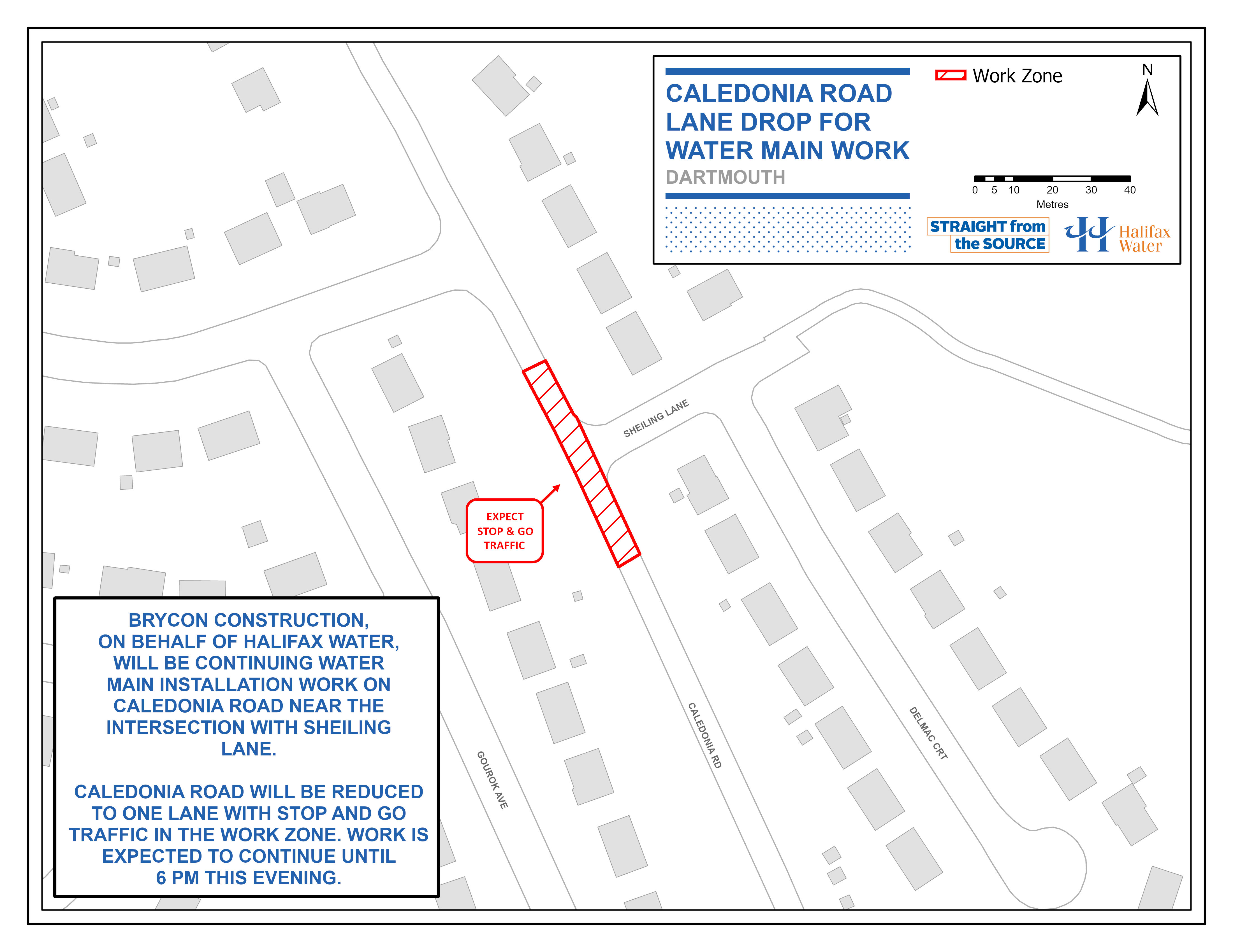 Halifax Water PSA Map - Caledonia Road – Lane Drop for Water Main Work Halifax Water PSA Map - Caledonia Road – Lane Drop for Water Main Work