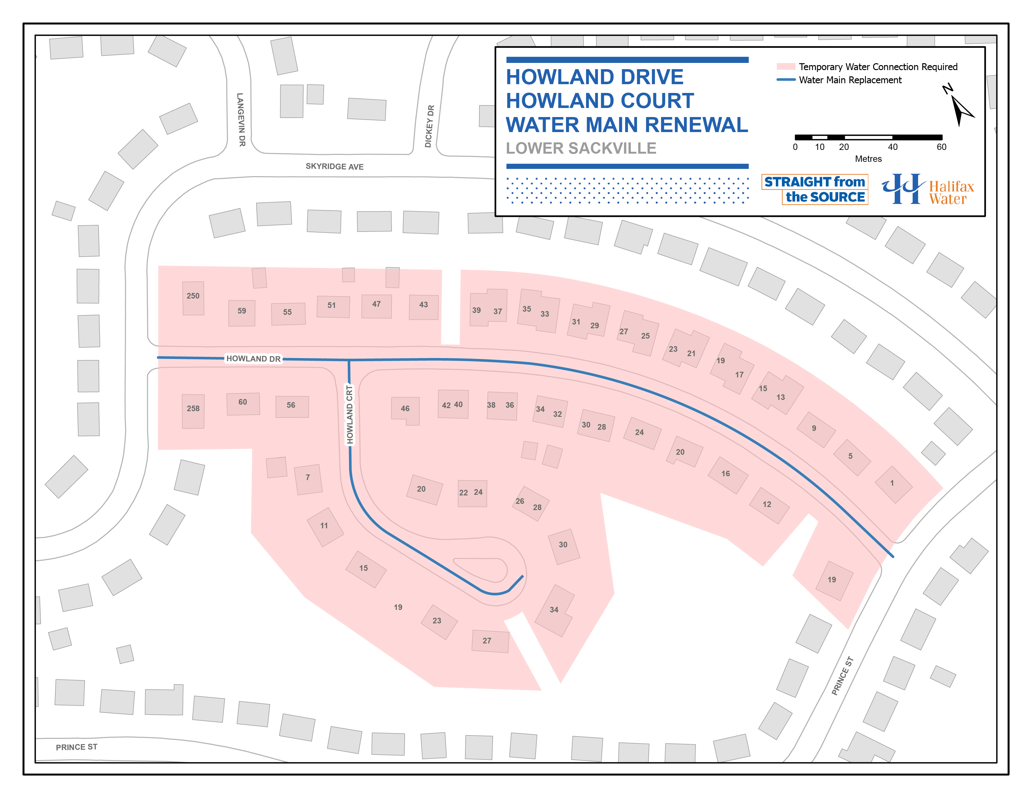 Howland Drive & Howland Court – Water Main Renewal Project Map