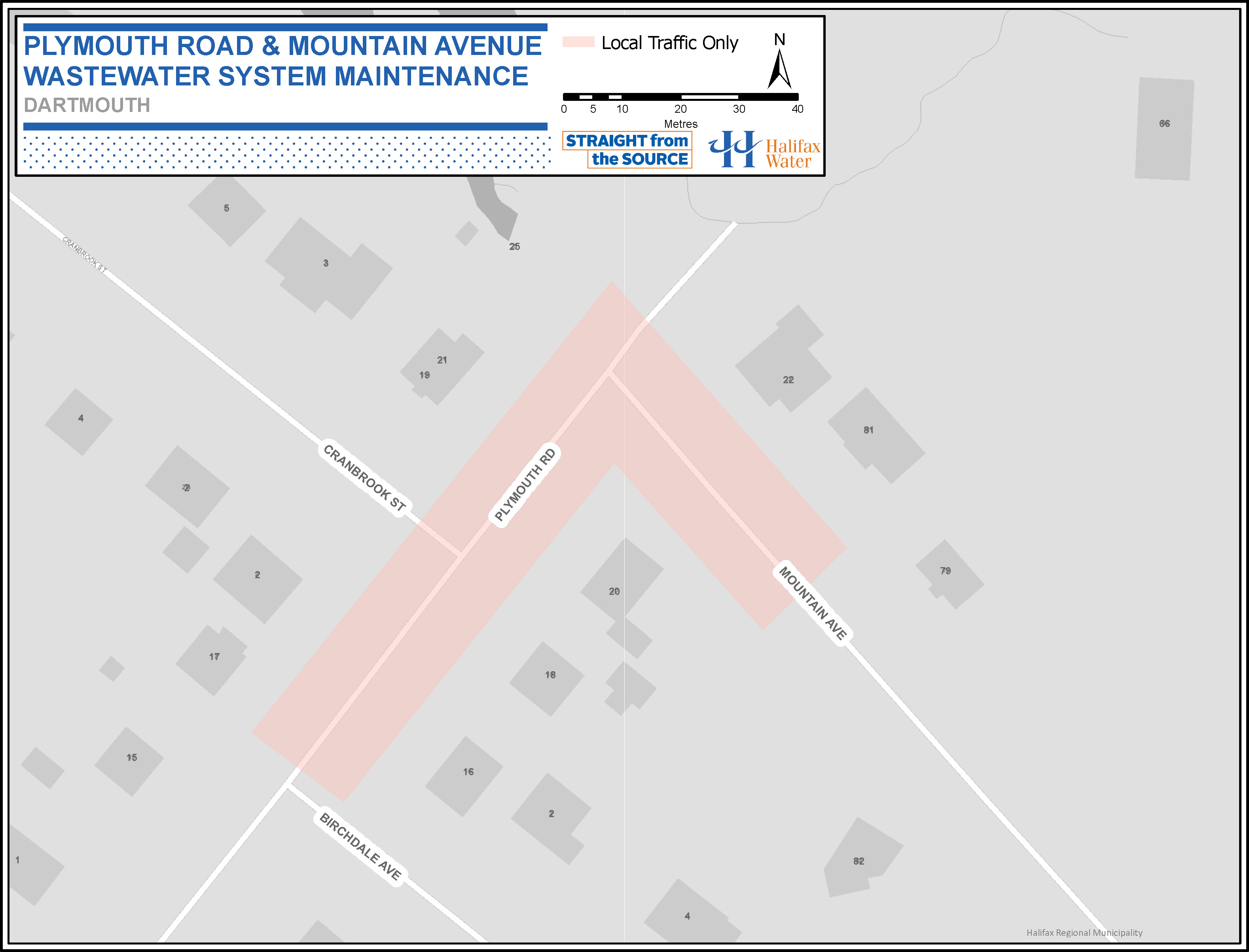 PSA Map - Traffic Advisory – Plymouth Road & Mountain Avenue – Wastewater System Maintenance PSA Map - Traffic Advisory – Plymouth Road & Mountain Avenue – Wastewater System Maintenance