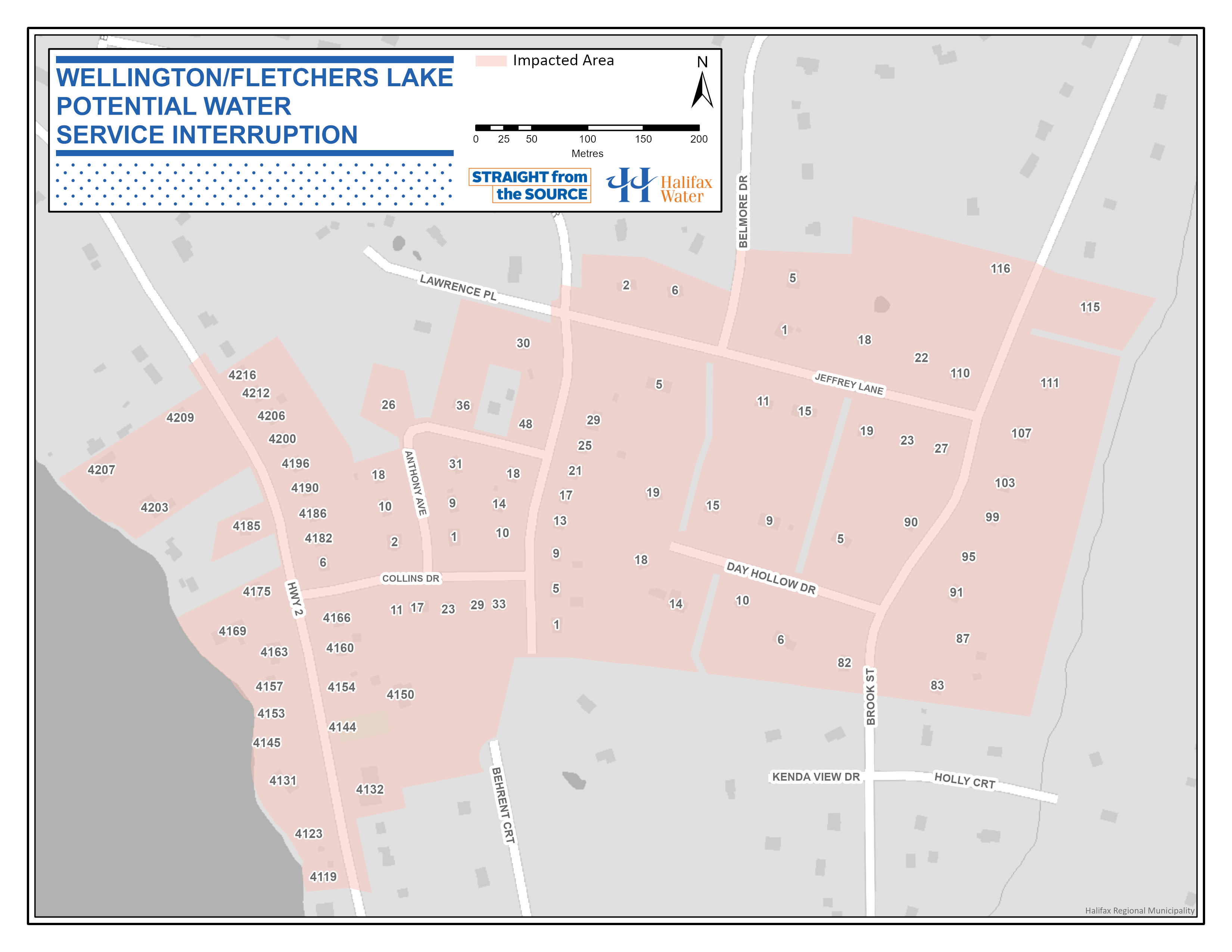 Water Service Advisory – Fletchers Lake-Wellington Area – Water System Maintenance - Map Water Service Advisory – Fletchers Lake-Wellington Area – Water System Maintenance - Map