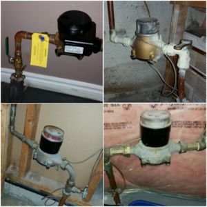 Collage of images showing different locations of water meters