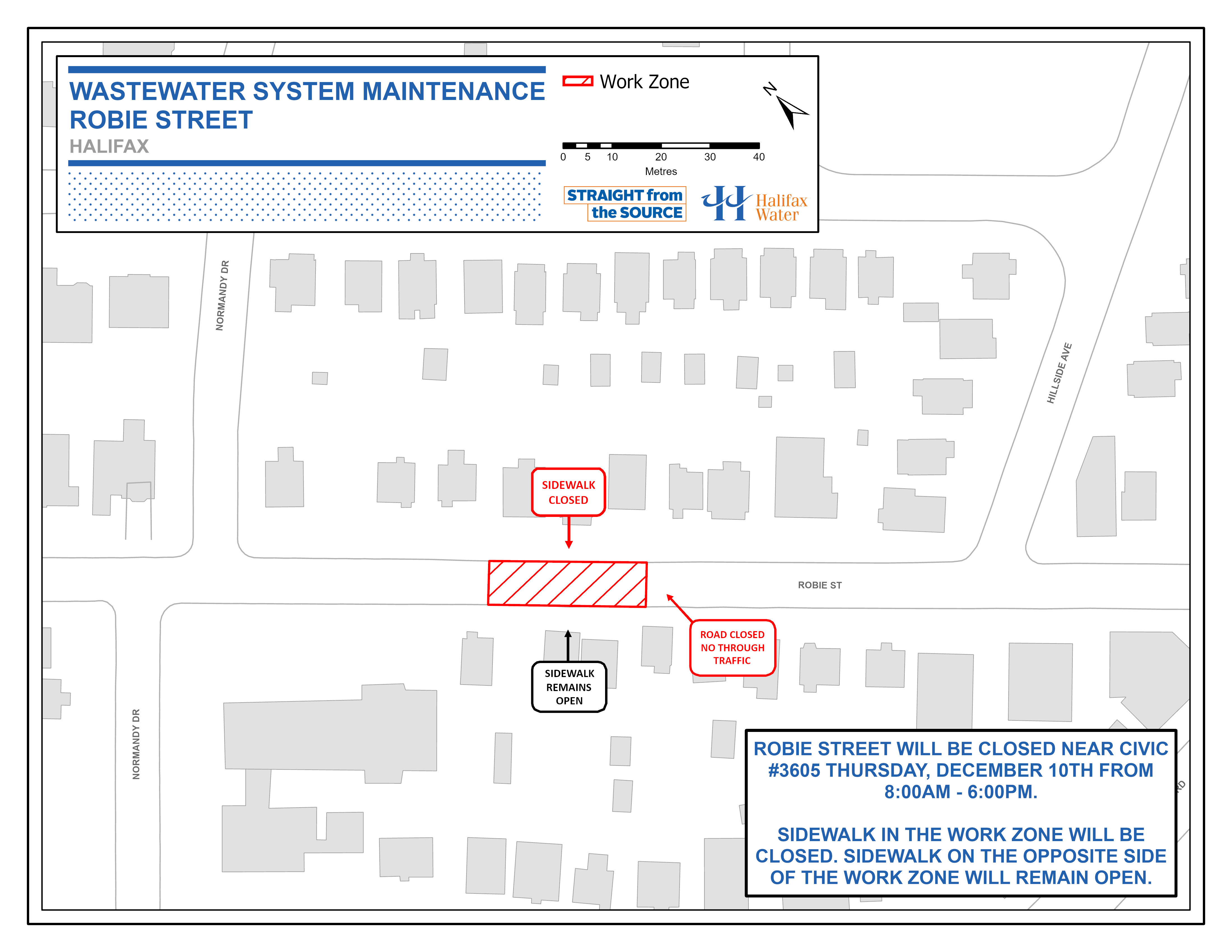Work zone map Robie St wastewater system maintenance Dec 4 2020 Work zone map Robie St wastewater system maintenance Dec 4 2020