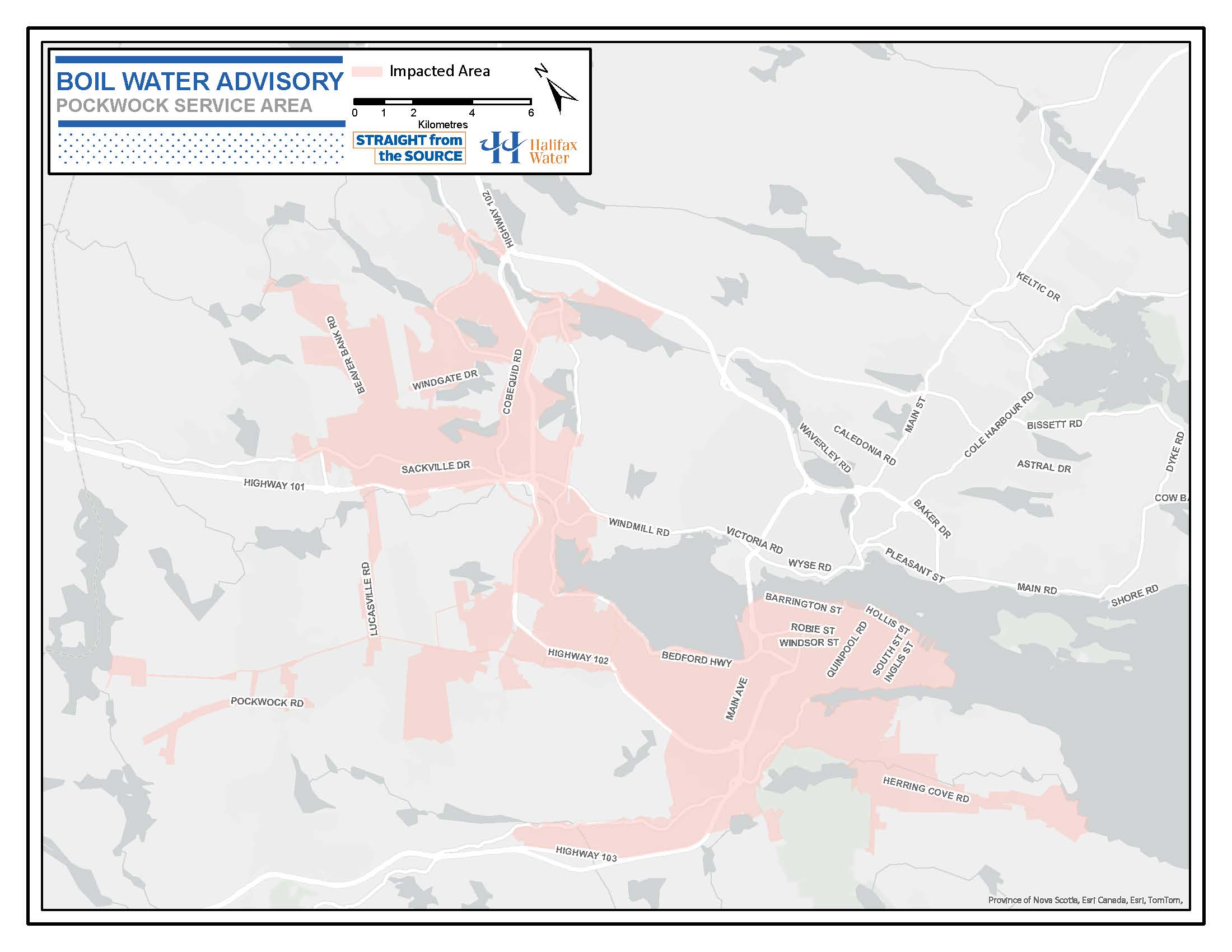 Pockwock Service Area Map with Labels